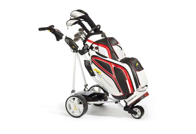 PowaKaddy_Freeway_DigitalI_Bag Nuevo carro eléctrico Freeway Digital de PowaKaddy con bolsa.