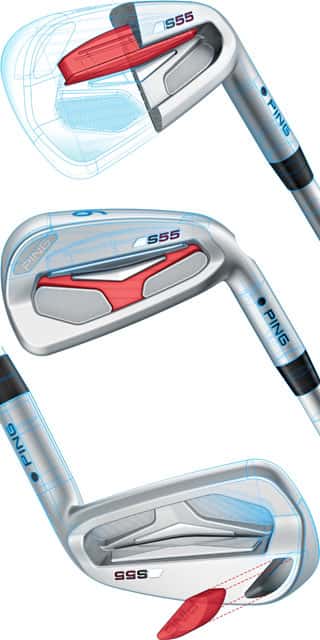 Ping-S55 iron, CTP Cutaway, Stabilizer Bar, Tungsten Toe Weight 