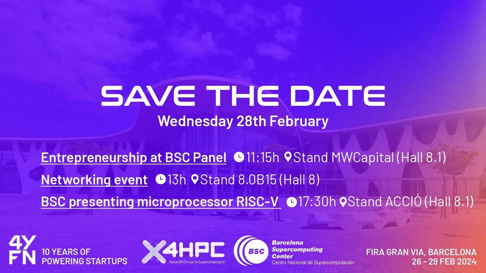 Come join us at BSC startup corner at 4YFN <br> Stand 8.0B15 (Hall 8)